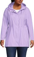 Lands' End Plus Size Print Waterproof Hooded Packable Raincoat