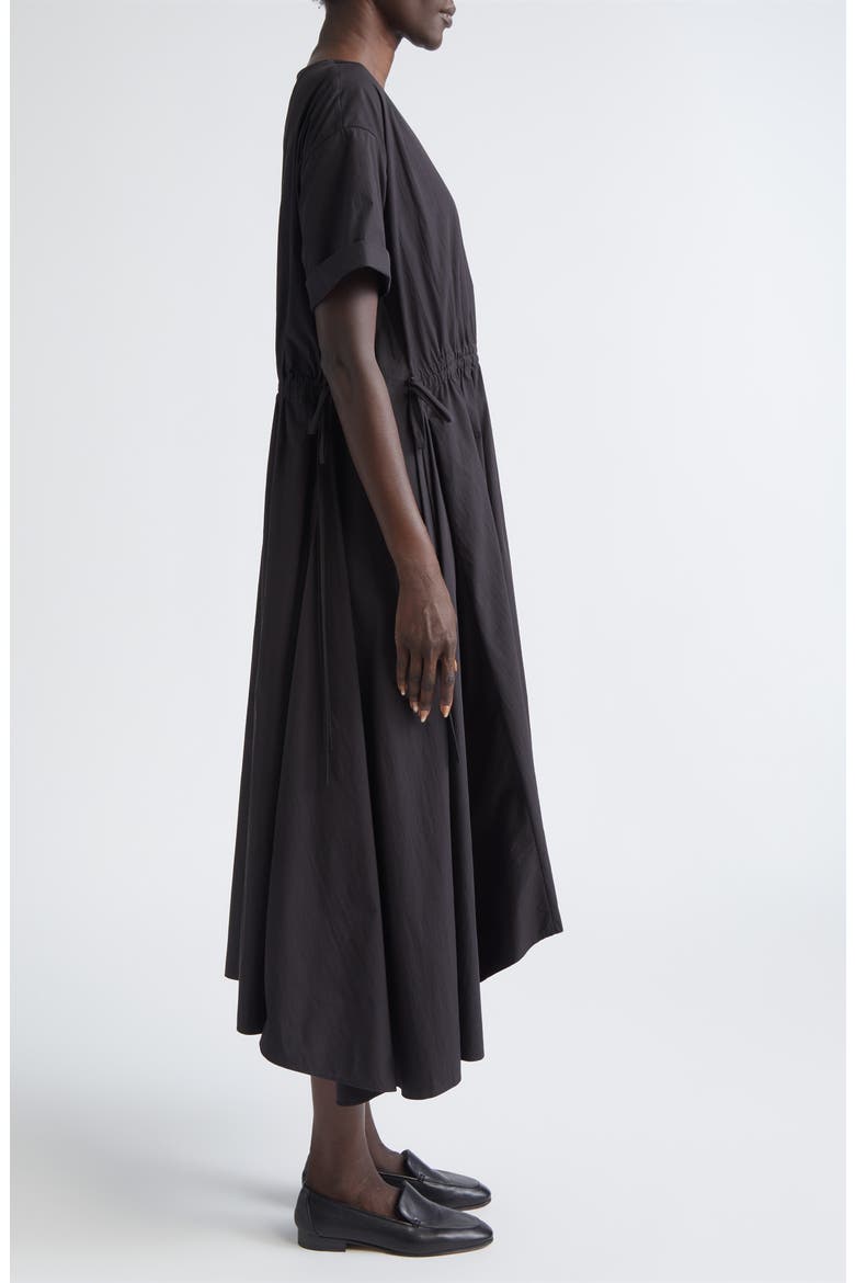 Travel Cotton Gathered Waist Shift Dress, Alternate, color, BLACK