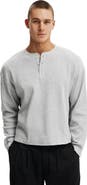 Cotton On Men's Relaxed Fit Textured Henley Long Sleeve