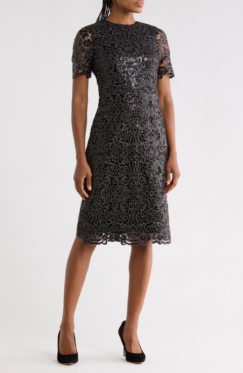 Lizzy Sequin Lace Midi Dress