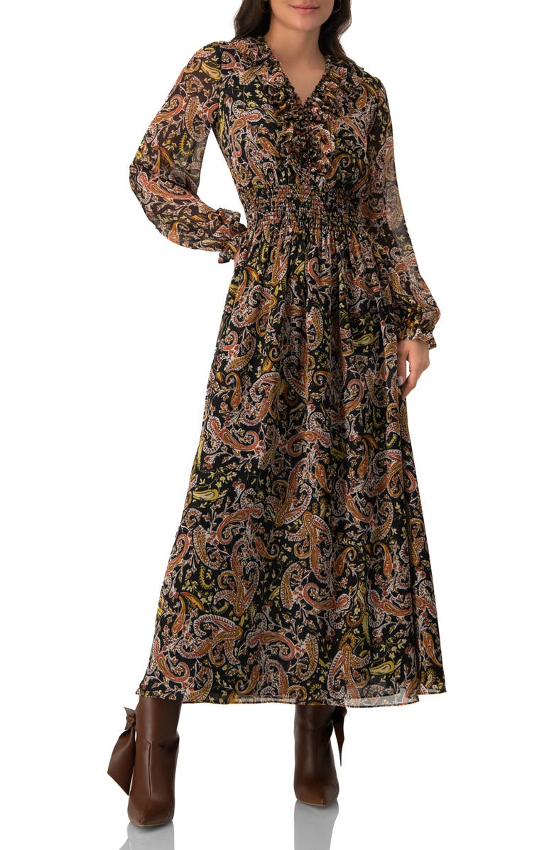 IVONNE Long Dress with Smock Detail, Main, color, Multicolor