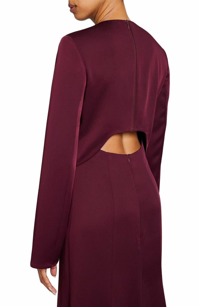Santorelli CHARLIZE Long Sleeve Fit 
Flare Midi Dress In Smooth Crepe, Alternate, color, Sangria