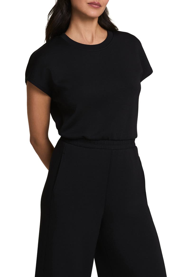 AirEssentials® Cap Sleeve UPF 50+ Cinched Jumpsuit, Alternate, color, VERY BLACK
