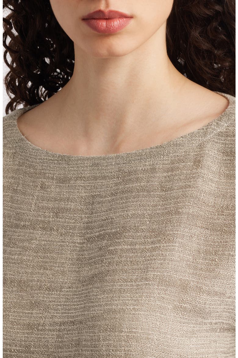 Bateau Neck Organic Linen Blend Top, Alternate, color, NATURAL WHITE