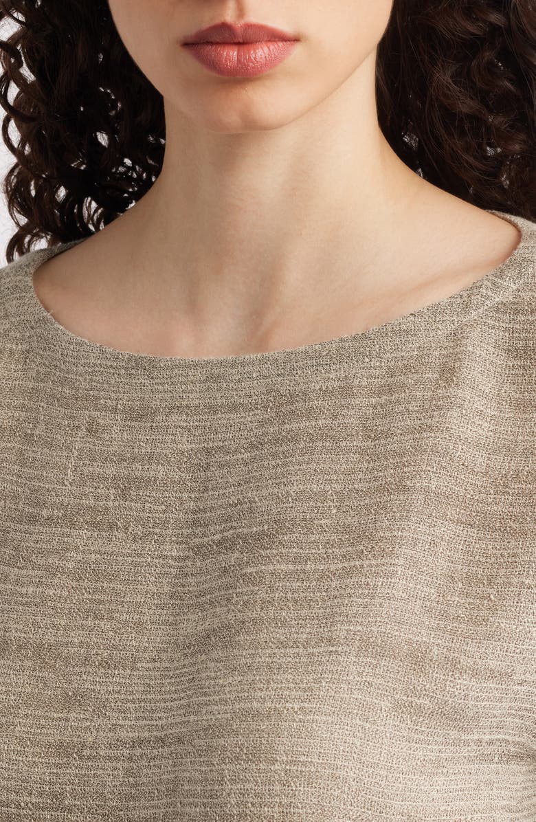 Eileen Fisher Bateau Neck Organic Linen Blend Top, Alternate, color, Natural White