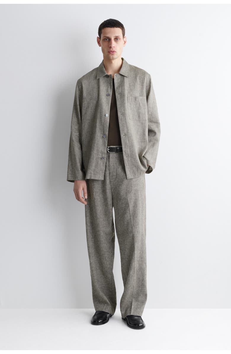 COS Linen Relaxed Shirt, Alternate, color, Gray Mélange