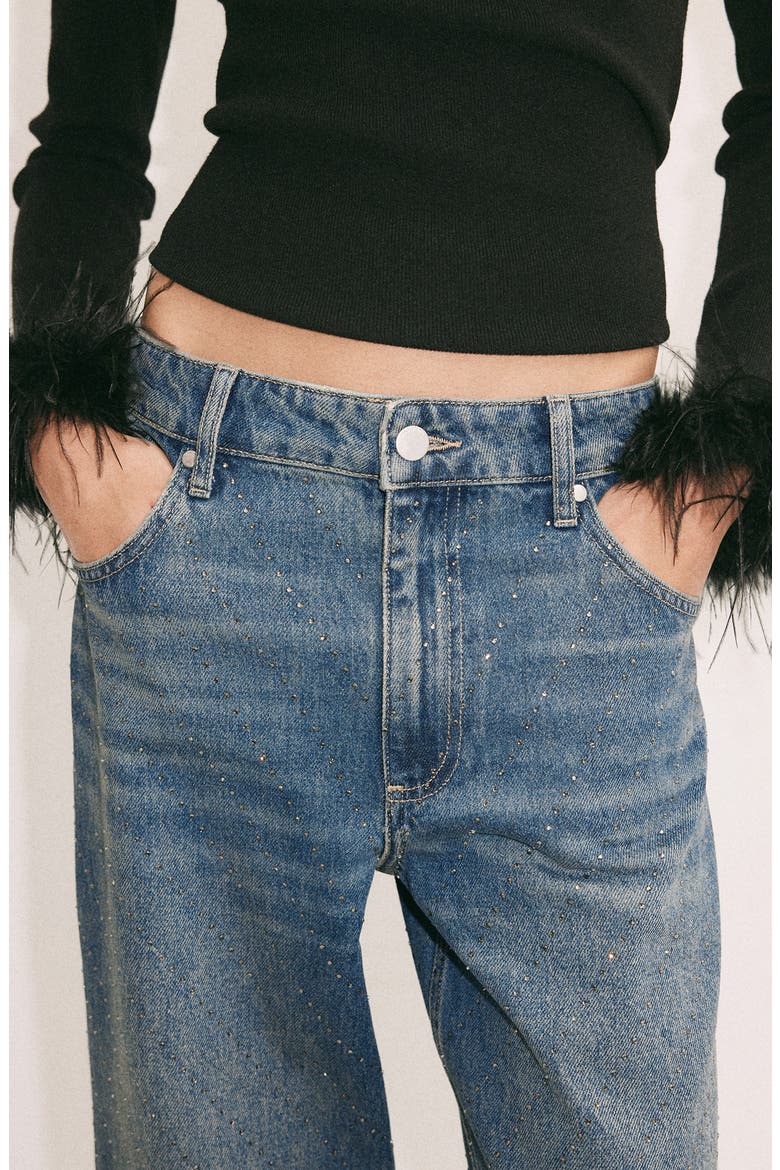 Allegra High Waist Wide Leg Jeans, Alternate, color, DARK BLUE
