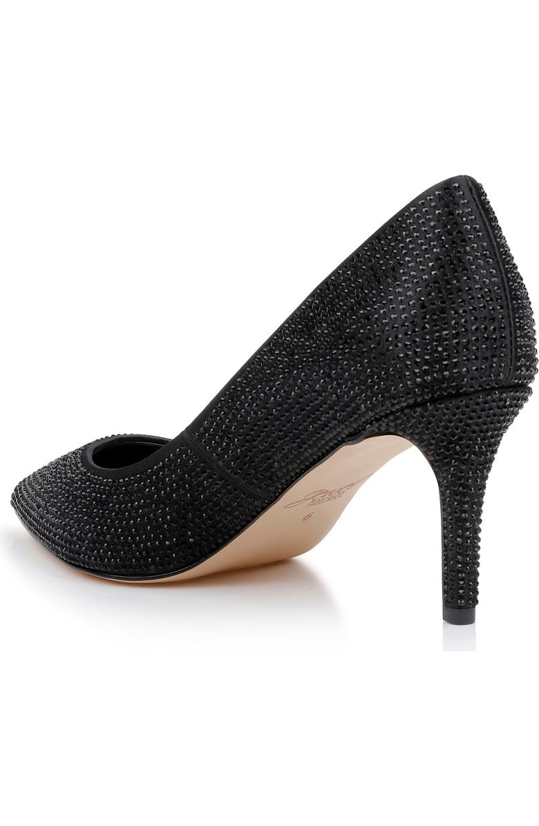 Jewel Badgley Mischka Tyanna Embellished Pointed Toe Pump, Alternate, color, Black Satin