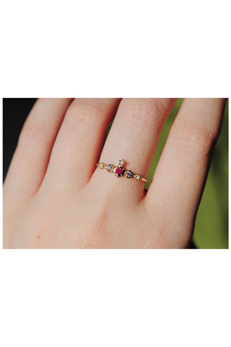 Shalimar Ruby, Diamond & Freshwater Pearl Ring, Alternate, color, GOLD