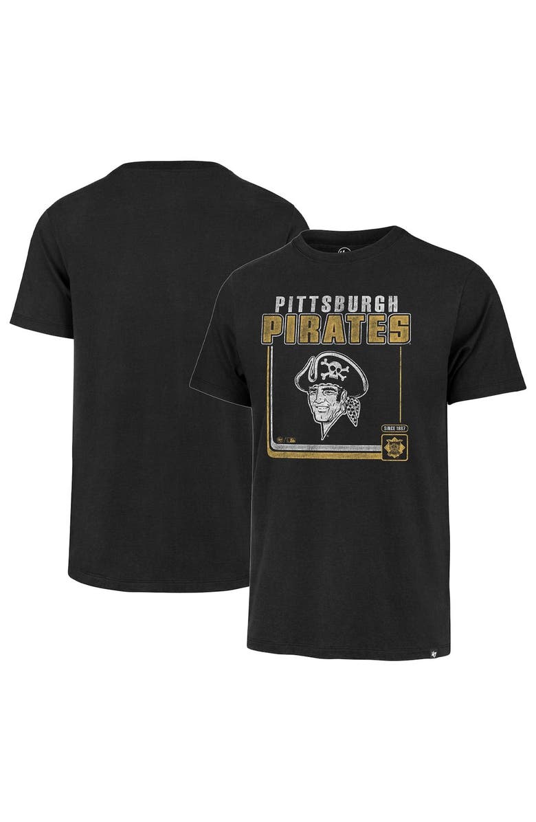 '47 Men's '47 Black Pittsburgh Pirates Cooperstown Collection Borderline Franklin T-Shirt, Main, color, Black