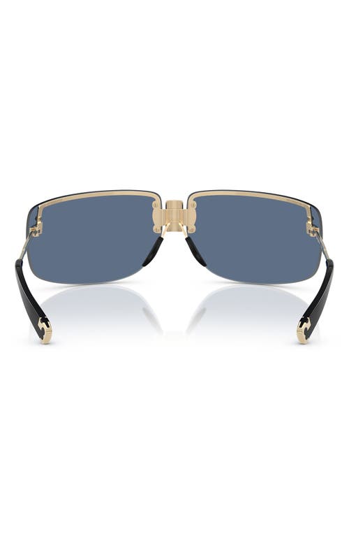 Tory Burch 75mm Semi Rimless Pillow Sunglasses In Shiny Light Gold/navy Blue