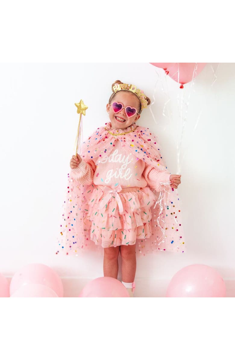 Sweet Wink Birthday Girl Sprinkle Knit Sweater, Alternate, color, Ballet Pink