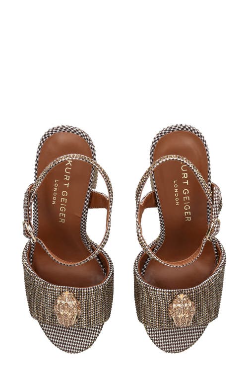 Kurt Geiger London Womens Beige Kensington Houndstooth Woven Platform Sandals In Brown
