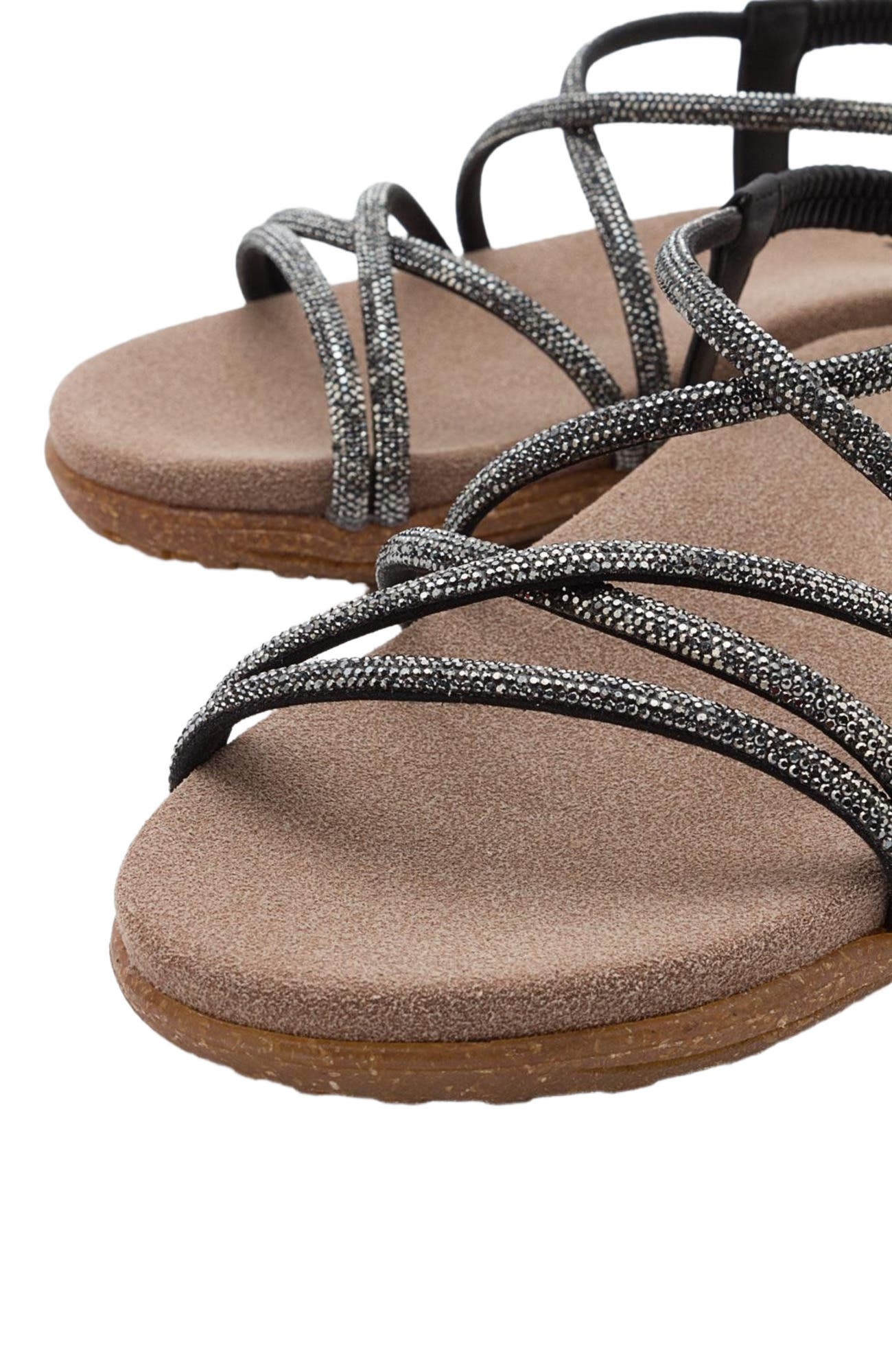 Prologue Shoes Ever Embellished Sandal, Alternate, color, Black Faux Leather