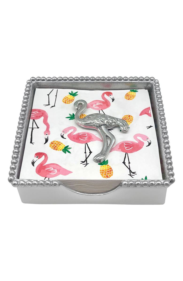 Mariposa Beaded Napkin Box Set, Main, color, Silver