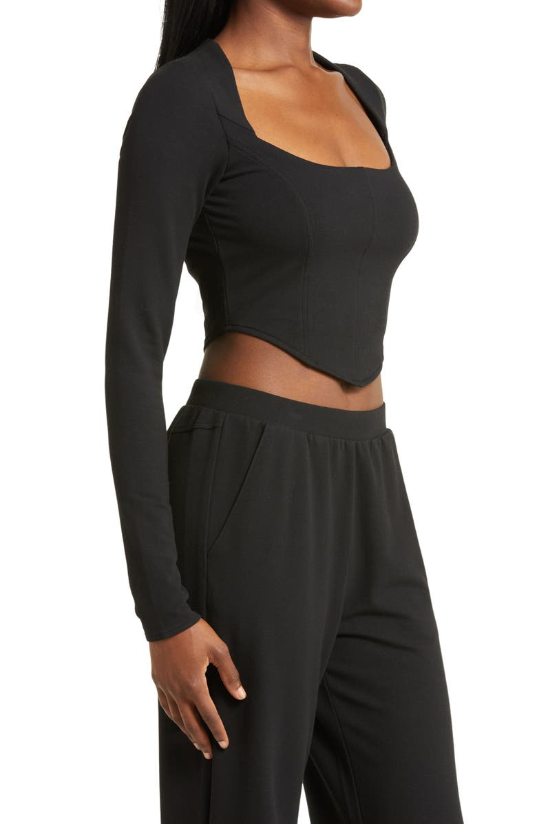 Alo Corset Detail Crop T-Shirt, Alternate, color, 