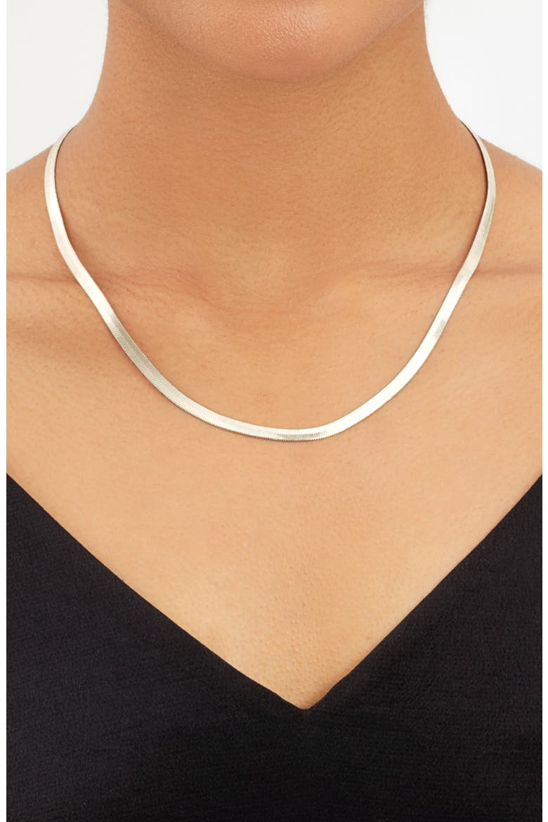Herringbone Chain Necklace, Alternate, color, SILVER