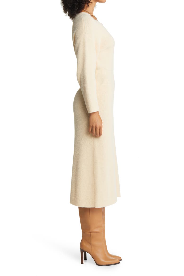 Off the Shoulder Long Sleeve Midi Sweater Dress, Alternate, color, BEIGE BURNT