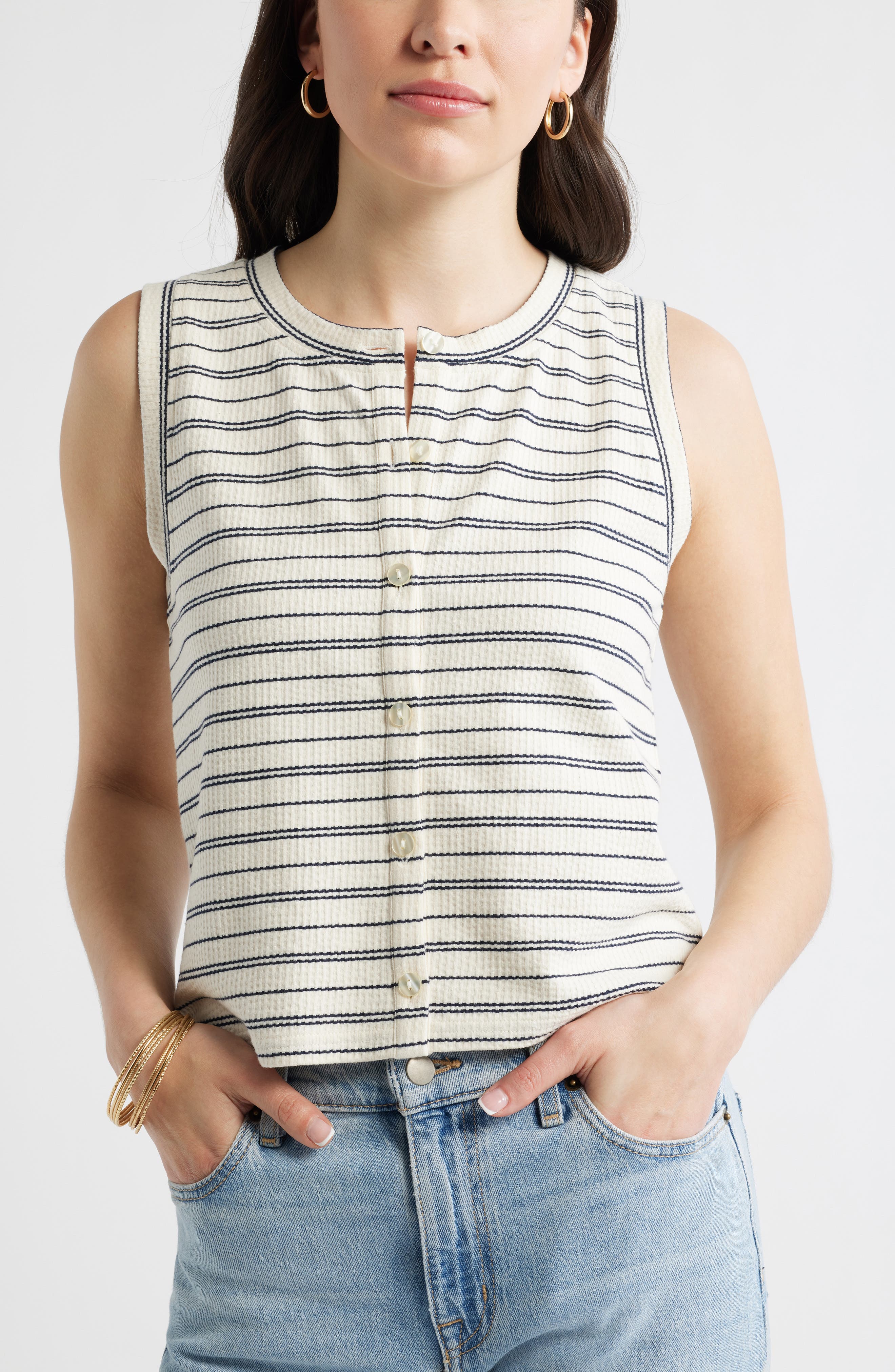 selected IVORY- NAVY STRIPE