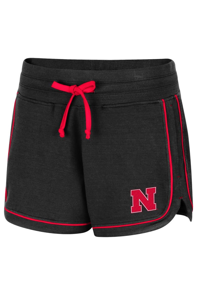 Women's Colosseum Black Nebraska Huskers Lil Sebastian Tri-Blend Shorts, Alternate, color, Black