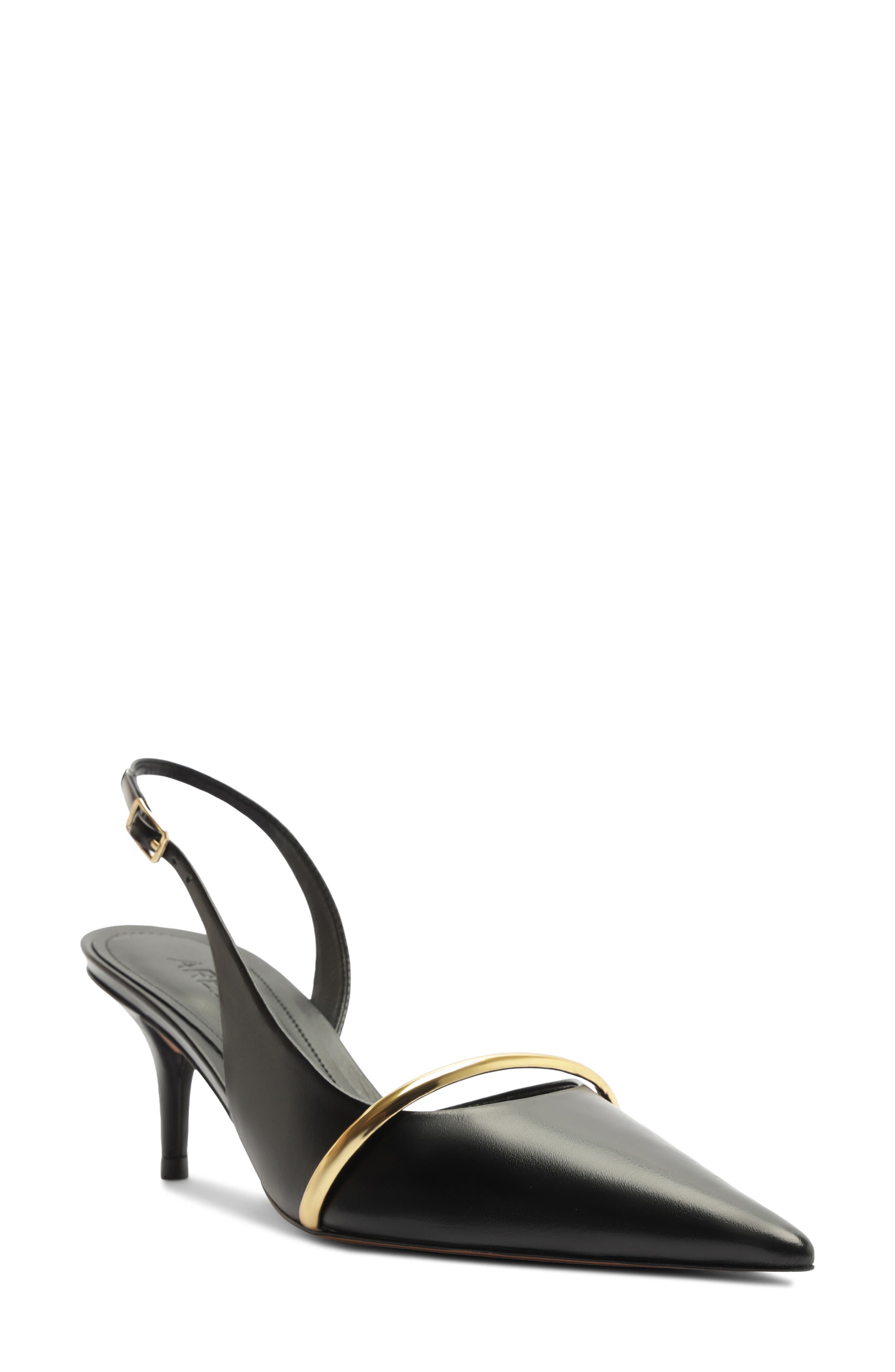 Margaret Slingback Pointed Toe Pump, Main, color, BLACK/ GOLDEN