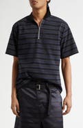 Sacai Horizontal Stripe Quarter Zip Polo