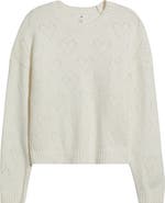 BP. Pointelle Heart Cotton Blend Sweater