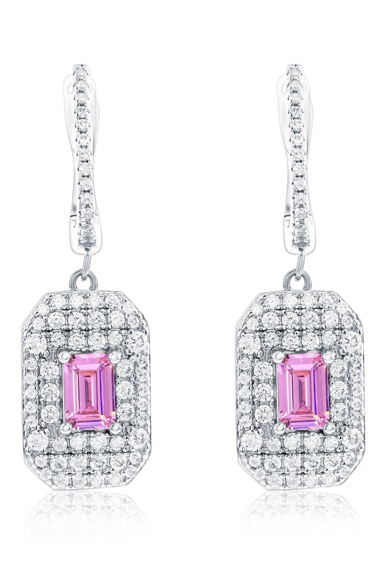 Cubic Zirconia Drop Earrings, Main, color, PINK