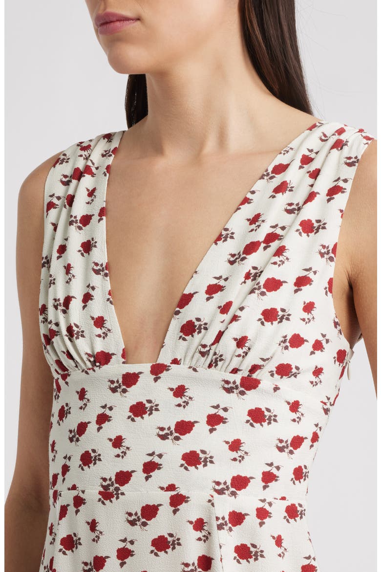 Mela Floral Crepe Minidress, Alternate, color, WHITE/ HAZY ROSE DEEP RED