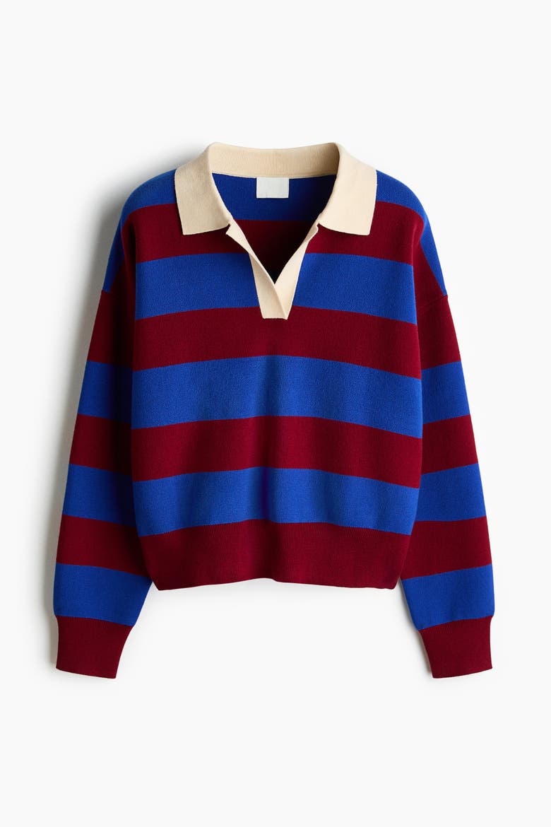Oversized Polo Shirt, Alternate, color, Bright blue/striped