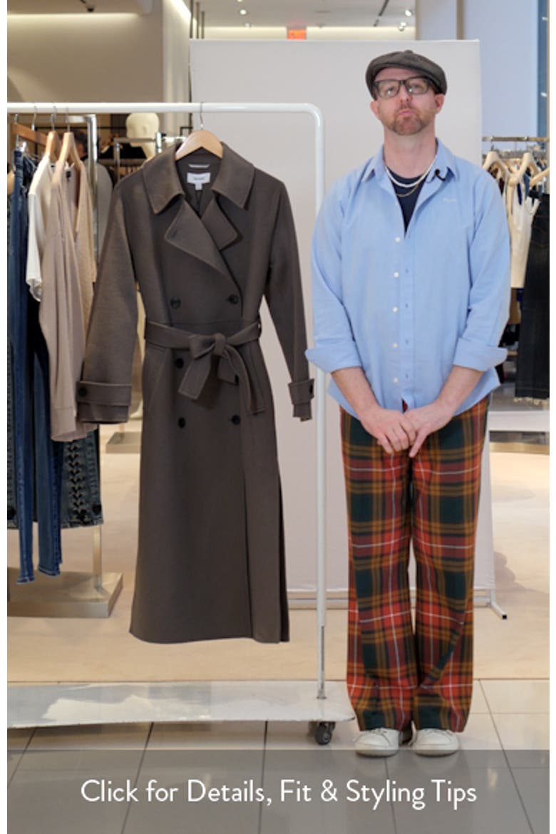 Luna Double Breasted Tie Waist Wool Blend Coat video