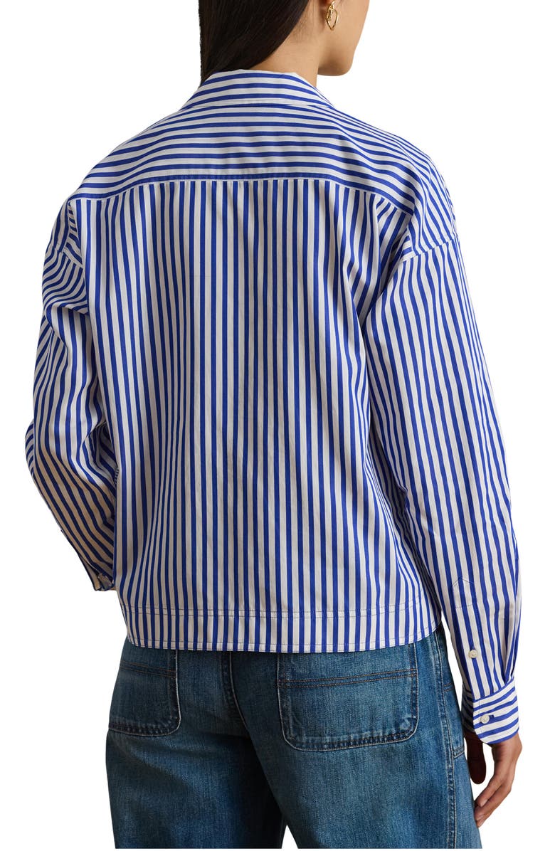 Lauren Ralph Lauren Satchee Stripe Cotton Popover Blouse, Alternate, color, Blue/ White Multi