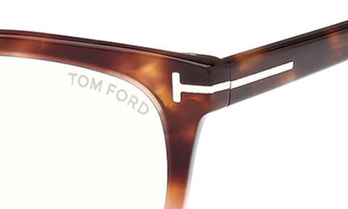 Tom Ford Blue Light Blocking Acetate Square Glasses In Havana To Milky Pink/t Logo