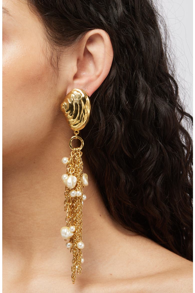 Sea Treasure Drop Earrings, Alternate, color, VINTAGE GOLD