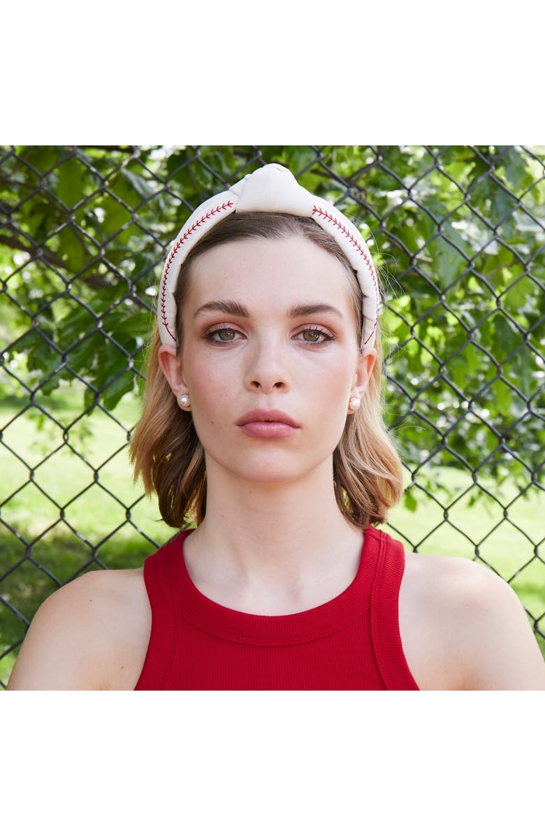 Lele Sadoughi MLB Chicago Cubs Embroidered Headband, Alternate, color, Ivory 100