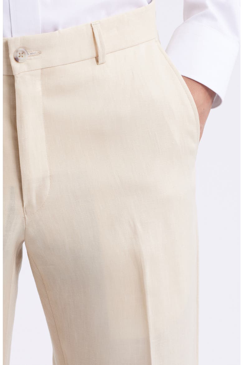 Flat Front Linen Pants, Alternate, color, BUTTER