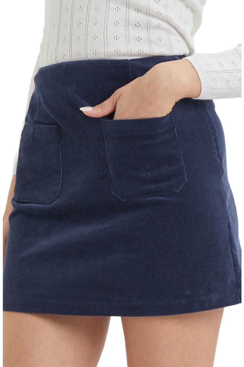 Andie Patch Pocket Cotton Corduroy Miniskirt, Alternate, color, NAVY CORD