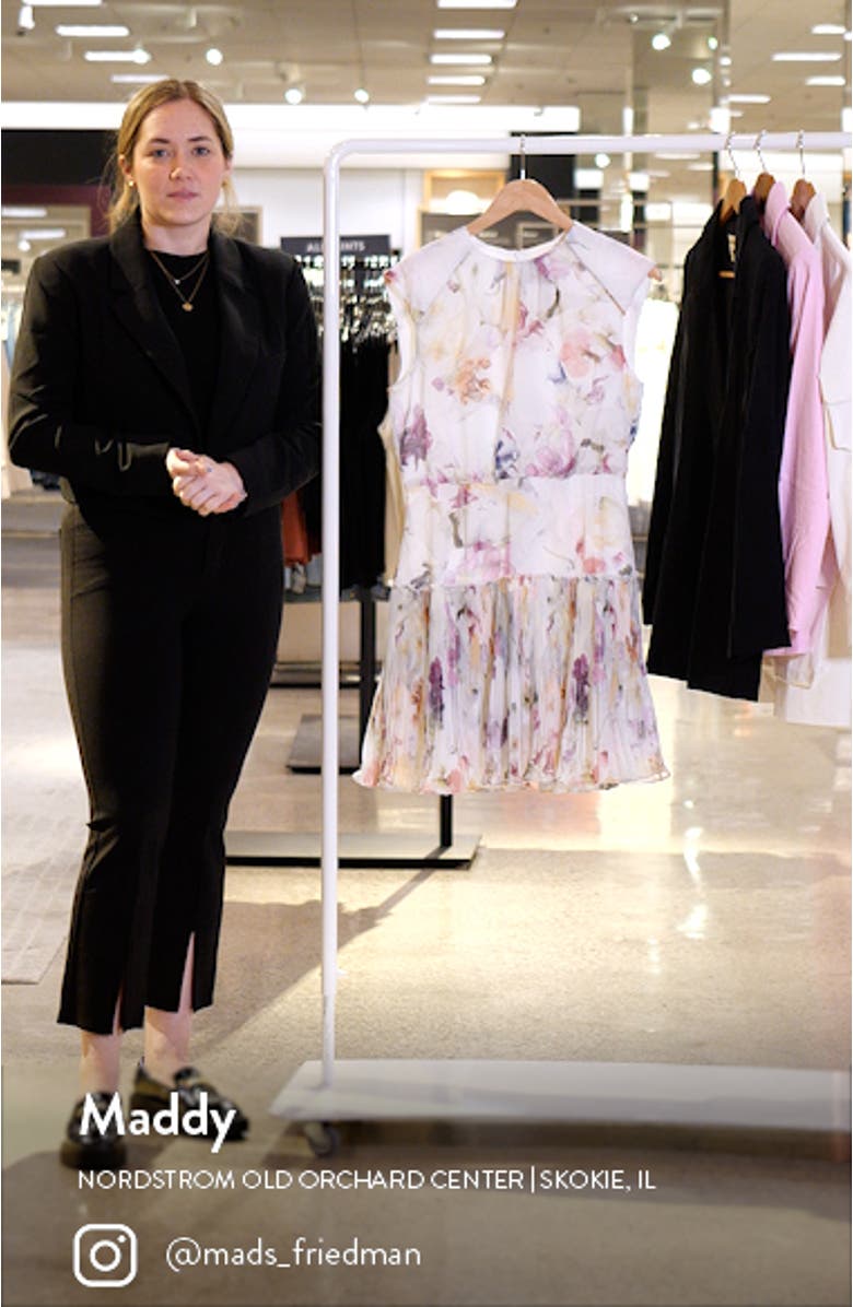 Saintly Floral Sleeveless Plissé Minidress, sales video thumbnail