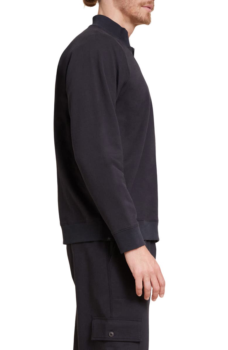 Barefoot Dreams<sup>®</sup> Malibu Collection<sup>®</sup> Pima Cotton Fleece Half Zip Sweatshirt, Alternate, color, Black