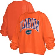 PRESSBOX Women's Pressbox Orange Florida Gators Janise Arch Over Logo Waist Length Oversized Pullover Sweatshirt
