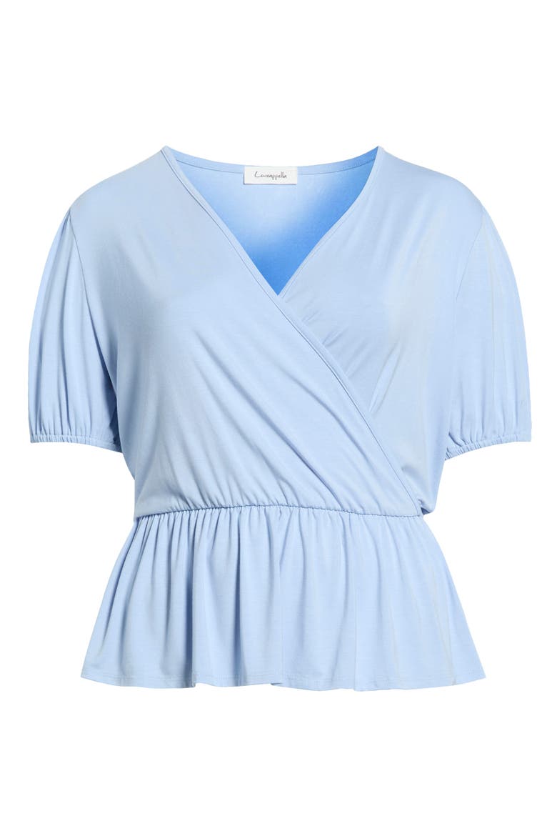 Surplice Peplum Top, Alternate, color, SKY