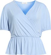 Loveappella Surplice Peplum Top