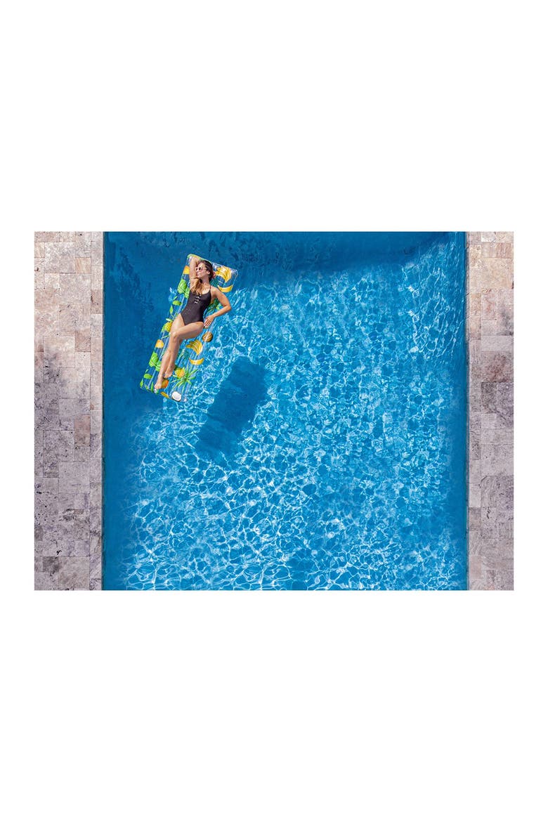 Resort Collection Tropical Deluxe 74" x 30" Pool Raft, Alternate, color, CLEAR AND TROPICAL PATTERN