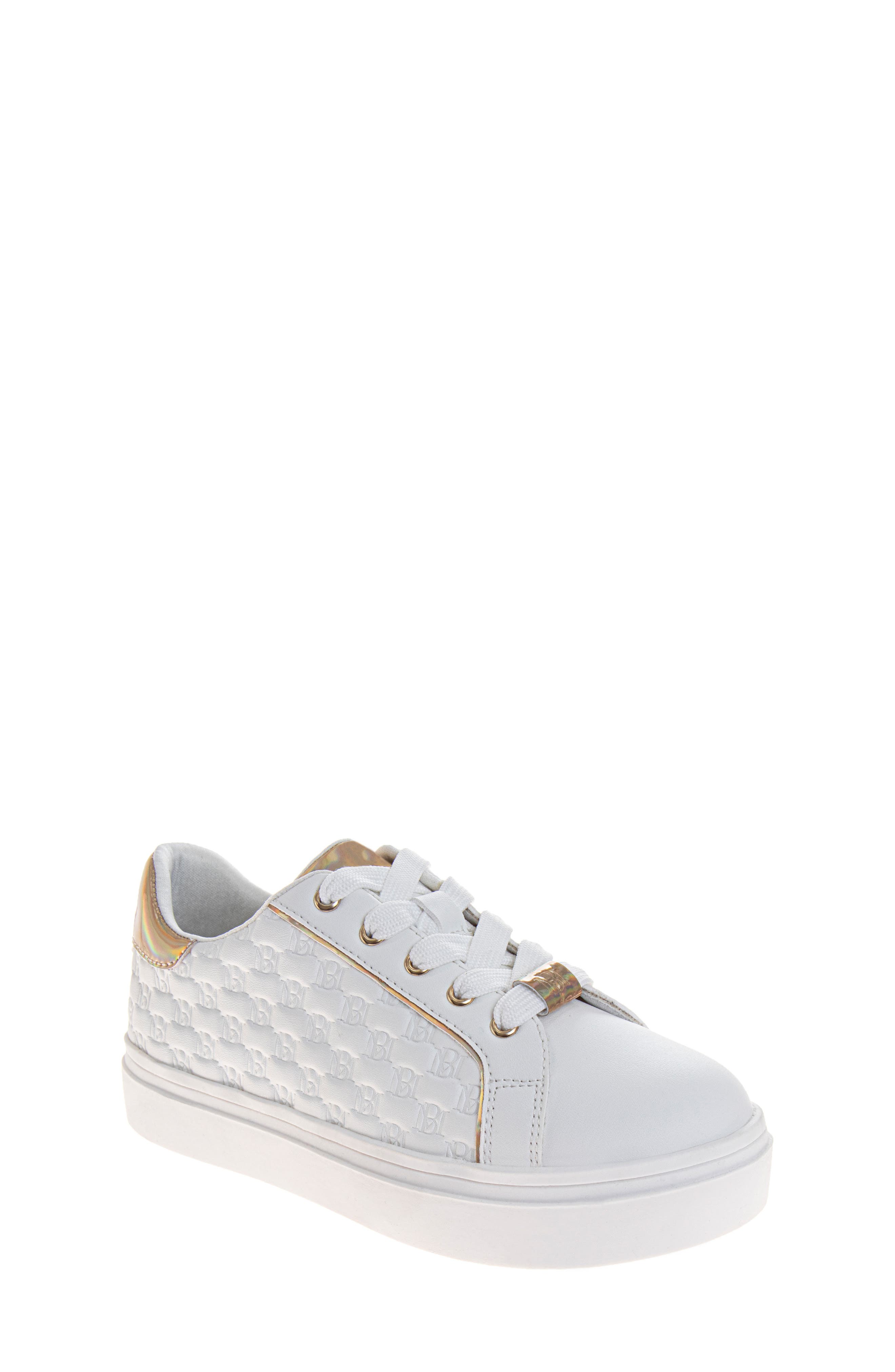 BADGLEY MISCHKA Kids
 Quilted Sneaker, Main, color, White/ Gold