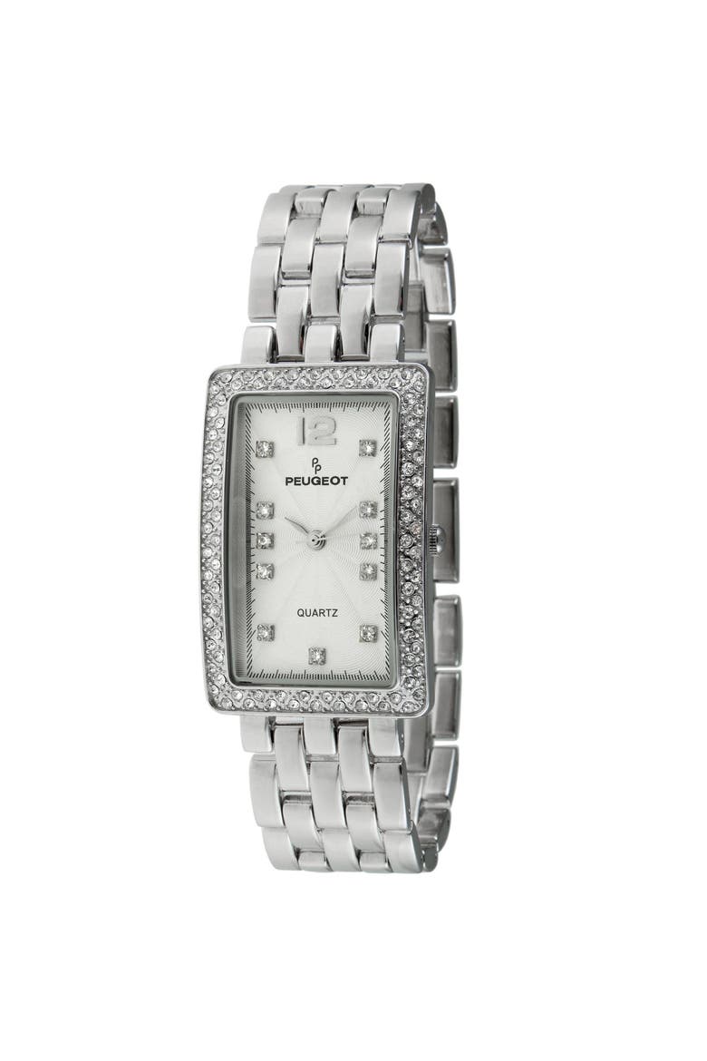 Rectangular Crystal Bezel Bracelet Watch- 40x25MM, Main, color, Silver
