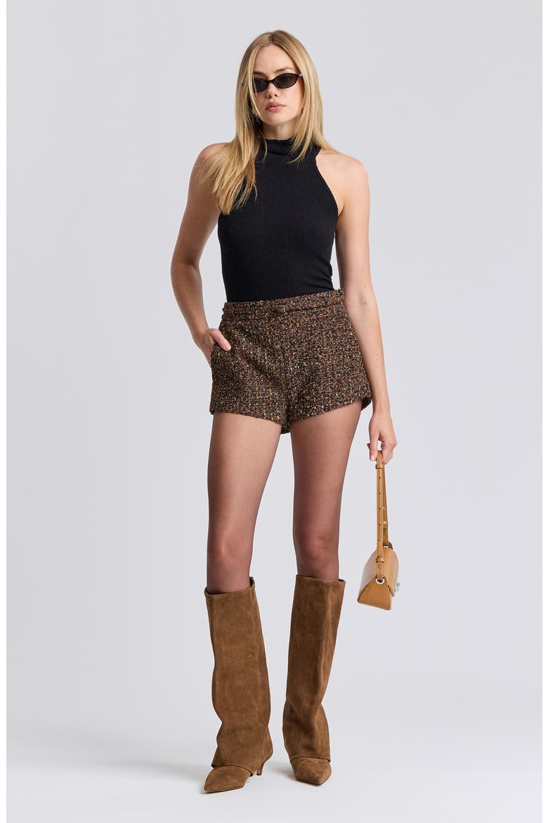 Pitched Hem Micro Shorts, Alternate, color, WARM AUTUMN MULTI