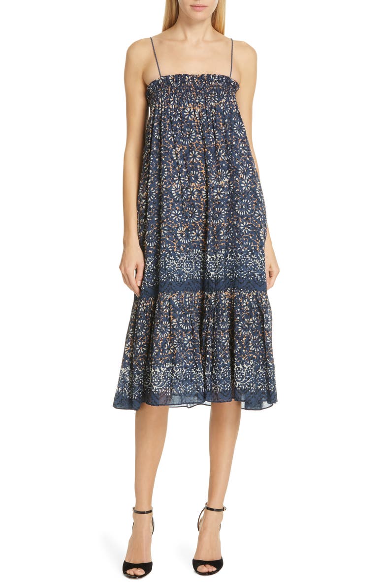 Ulla Johnson Eugenia Floral Print Midi Dress, Alternate, color,