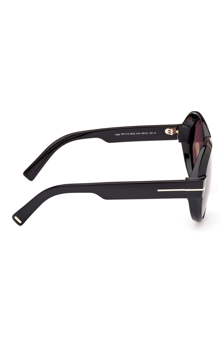 Inger 59mm Round Sunglasses, Alternate, color, BLACK ECO / T LOGO