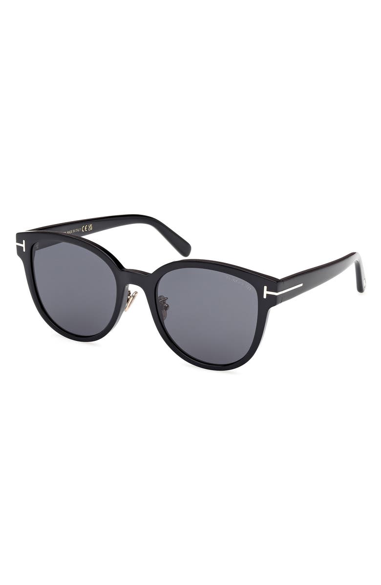 TOM FORD 55mm Butterfly Sunglasses, Alternate, color, Shiny Black / Smoke