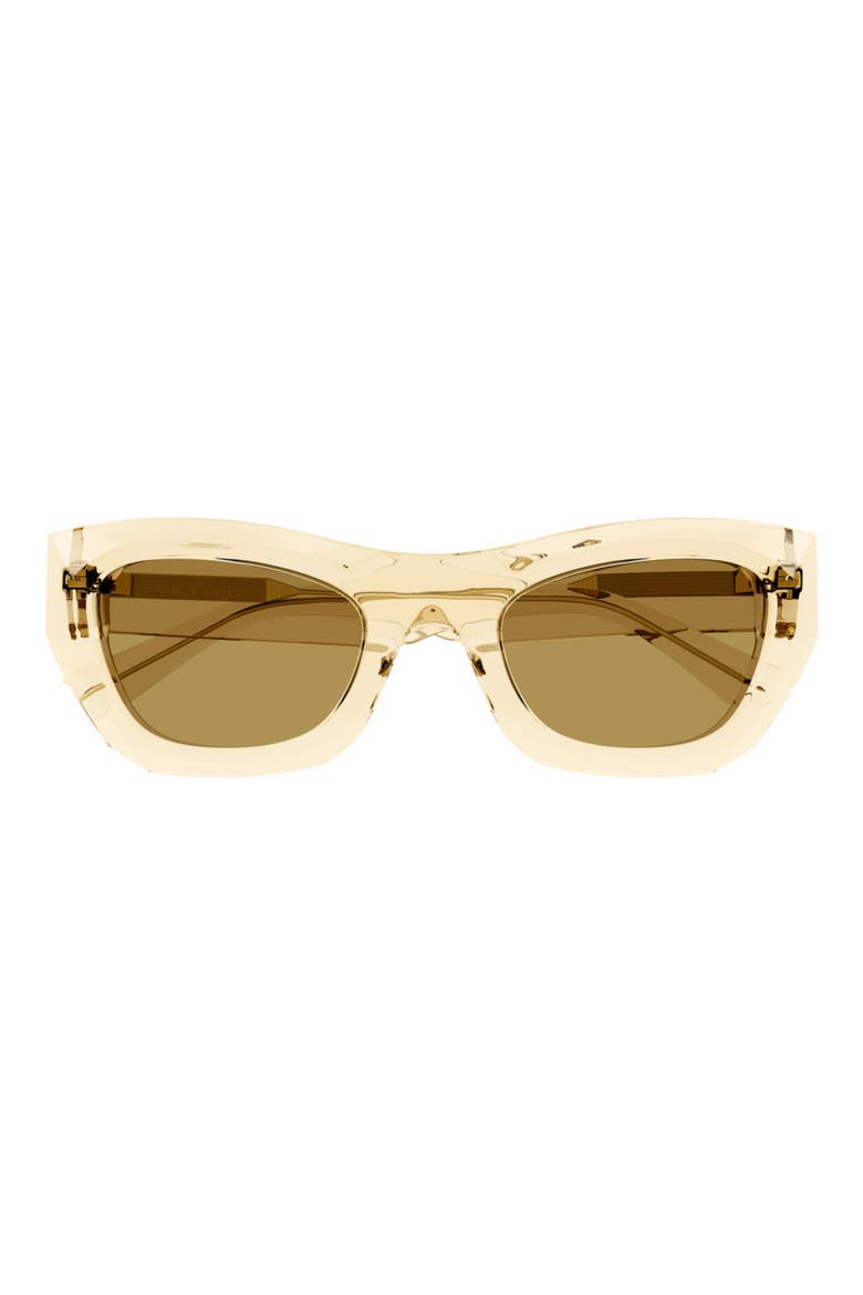52mm Polarized Cat Eye Sunglasses, Main, color, YELLOW YELLOW BROWN